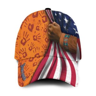 Custom Name Red Hand Flags Native American Hat