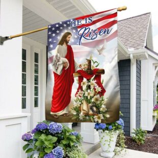 Easter Jesus He Is Risen American Flag, Christian Flag Outdoor Decoration