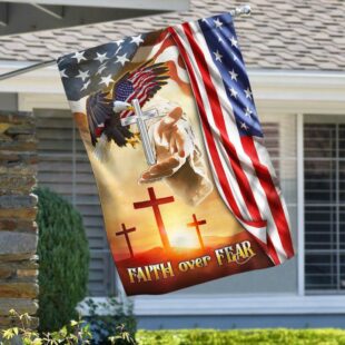 Faith Over Fear Jesus Cross Flag, Christian Flag Outdoor Decoration