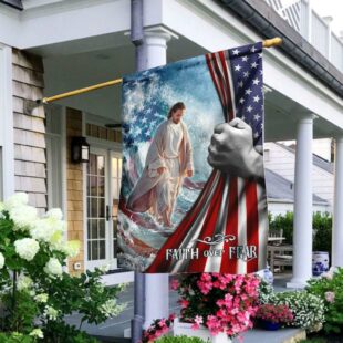 Faith Over Fear Jesus God Flag, Christian Flag Outdoor Decoration