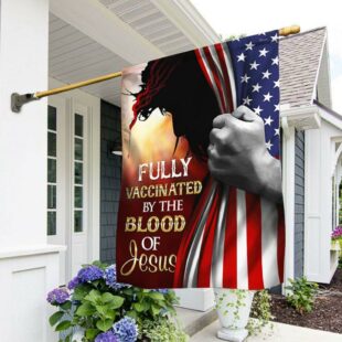 Fully Vaccinated By The Blood Of Jesus Flag, Christian Flag Outdoor Decoration