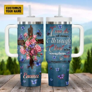 I Can Do All Things Through Christ Who Strengthens Me Philippians 413 Stanley Tumbler 40oz, Christian Tumbler