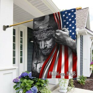 Jesus American Flag Faith Over Fear God Jesus Two-Sided Flag, Christian Flag Outdoor Decoration