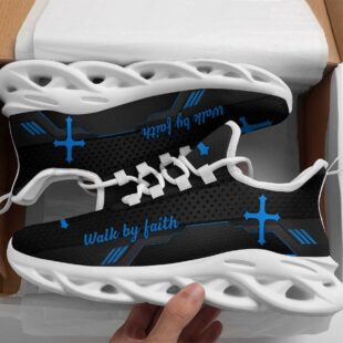 Jesus Black Walk By Faith Running Christ Sneakers Max Soul Shoes, Jesus Shoes, Jesus Christ Shoes