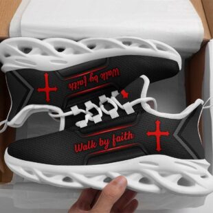 Jesus Black Walk By Faith Running Shoes Max Soul Shoes, Jesus Shoes, Jesus Christ Shoes