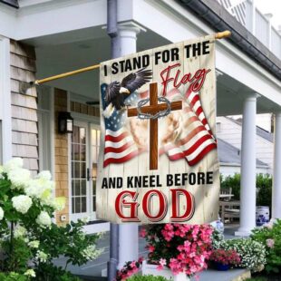 Jesus Christ American Flag I Stand For The Flag and Kneel Before God Flag, Christian Flag Outdoor Decoration