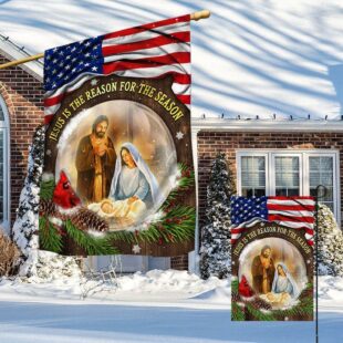 Jesus Christmas Flag Jesus Is The Reason For The Season Flag, Christian Flag Outdoor Decoration