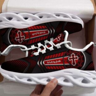 Jesus Cross Walk By Faith Running Sneakers Max Soul Shoes, Jesus Shoes, Jesus Christ Shoes