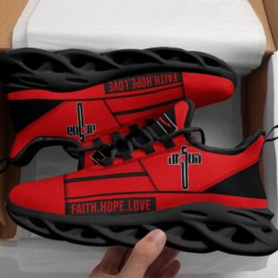 Jesus Faith Hope Love Running Sneakers Red Max Soul Shoes, Jesus Shoes, Jesus Christ Shoes