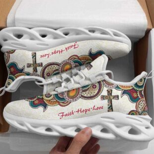 Jesus Faith Hope Love Running Sneakers White Max Soul Shoes, Jesus Shoes, Jesus Christ Shoes