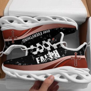 Jesus Faith Over Everything Running Sneakers Max Soul Shoes, Jesus Shoes, Jesus Christ Shoes