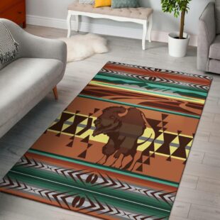 Native American Rug, Bison Native American Symbol Area Rug