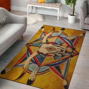 Native American Rug, Bison Yellow Native American Pride Area Rugs