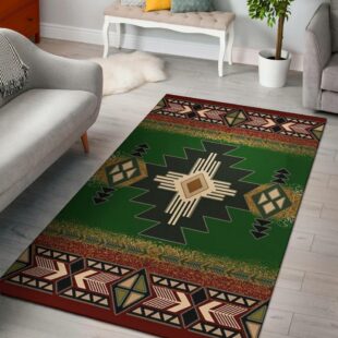 Native American Rug, Indigenous Design Green Native American Pride Area Rug