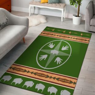 Native American Rug, Medicine Wheels Bisons Native American Area Rug
