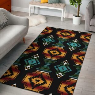 Native American Rug, Native American Patterns Black Red Area Rug