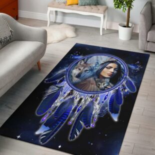 Native American Rug, Native Girl Dream Catcher Area Rug