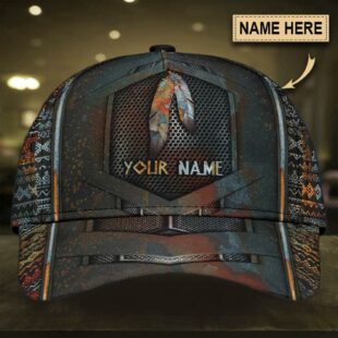 Personalized Feathers Brocade Native American All Over Printed Baseball Cap, Native American Hat