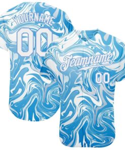 3D Pattern Design Abstract Ocean With Waves Fluid Art Authentic Baseball Jersey, Custom Baseball Jersey