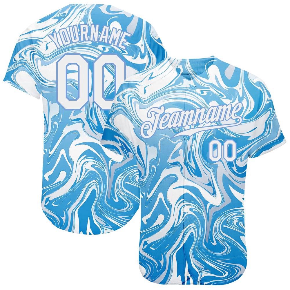 3D Pattern Design Abstract Ocean With Waves Fluid Art Authentic Baseball Jersey, Custom Baseball Jersey