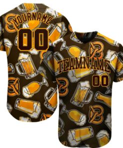 3D Pattern Design Beer Authentic Baseball Jersey, Custom Baseball Jersey