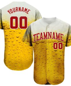 3D Pattern Design Bubble Of Beer In Glass Authentic Baseball Jersey, Custom Baseball Jersey
