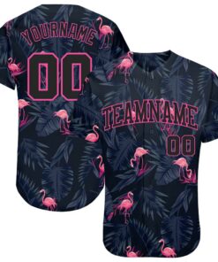 3D Pattern Design Hawaii Flamingo Authentic Baseball Jersey, Custom Baseball Jersey