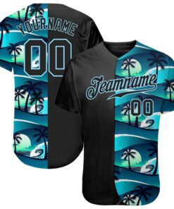 3D Pattern Design Tropical Hibiscus And Palm Trees Authentic Baseball Jersey, Custom Baseball Jersey