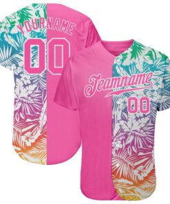 3D Pattern Design Tropical Palm Leaves Authentic Baseball Jersey, Custom Baseball Jersey