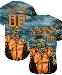 3D Pattern Halloween Trick Treat Horror Night Authentic Baseball Jersey, Custom Baseball Jersey