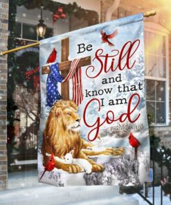 Be Still And Know That I Am God Lion of Judah Christmas Flag, Christmas Flag Outdoor Decoration