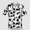 Black ANd White Cat Active Pattern Hawaiin Shirt, Pet Lover Hawaiian Shirts