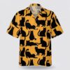Black Cat Active On The Yellow Background Hawaiin Shirt, Gifts For Pet Lover