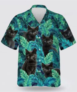 Black Cat Is So Cute In The Tropic Pattern Hawaiin Shirt, Gifts For Pet Lover