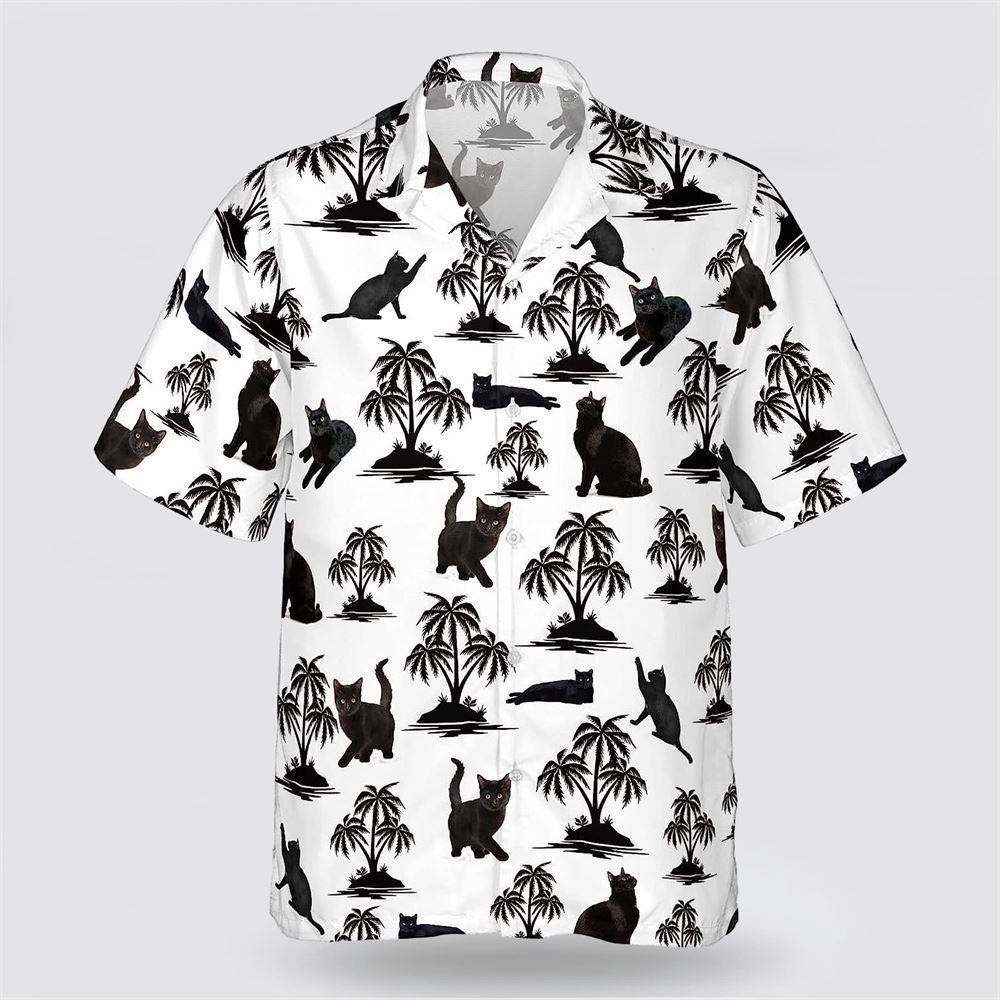 Black Cat Is So Cute Pattern Hawaiin Shirt, Pet Lover Hawaiian Shirts