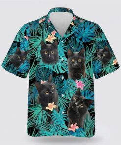 Black Cat Is So Cute With Yellow Eyes Hawaiin Shirt, Gifts For Pet Lover