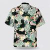 Black Cat With Leaves Pattern Hawaiin Shirt, Gifts For Pet Lover