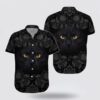 Black Cat With Yellow Eyes Pattern Hawaiin Shirt, Gifts For Pet Lover