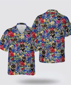 Black Chihuahua With Flower Pattern Hawaiin Shirt, Gift For Pet Lover
