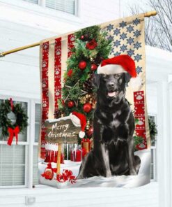 Black Labrador Retriever Dog Christmas American Flag, Christmas Flag Outdoor Decoration