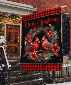 Cardinal Merry Christmas Flag, Christmas Flag Outdoor Decoration