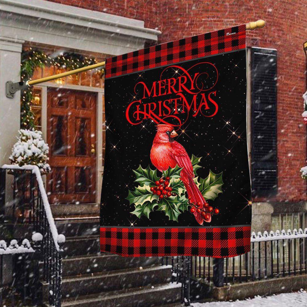 Cardinal Merry Christmas Flag, Christmas Outdoor Decoration