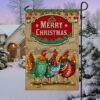 Chicken Christmas Flag Three Hens With Light Vintage Flag, Christmas Flag Outdoor Decoration