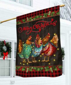 Chicken Hen Christmas Flag Three Hens, Christmas Flag Outdoor Decoration