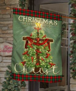 Christmas Begins With Christ Flag, Christmas Outdoor Decoration