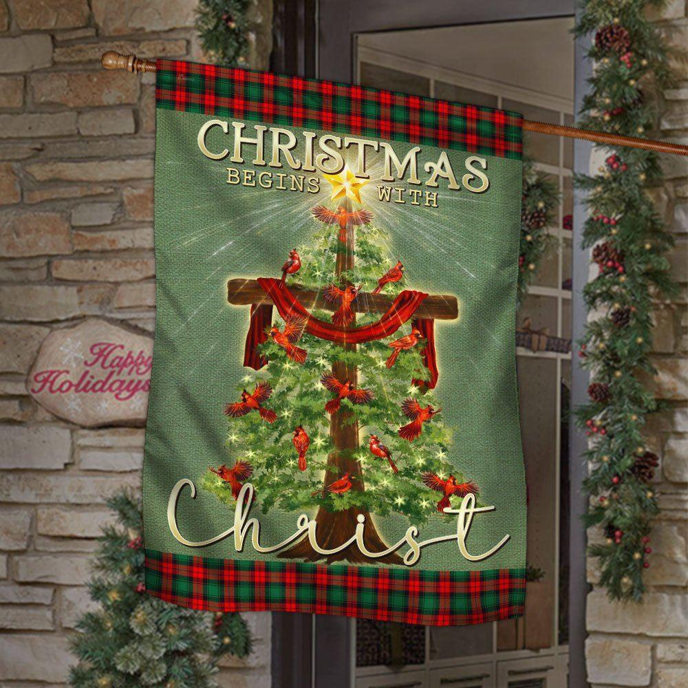 Christmas Begins With Christ Flag, Christmas Outdoor Decoration