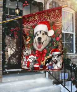 Christmas Begins With Husky Flag, Christmas Flag Outdoor Decoration