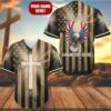 America Flag Eagle Of God Cross Custom Baseball Jersey