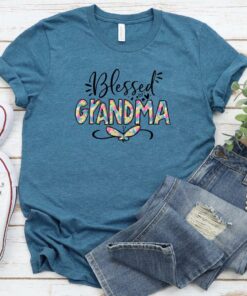 Blessed Grandma T-Shirt - Butterfly T-Shirt - Religious Shirts For Women