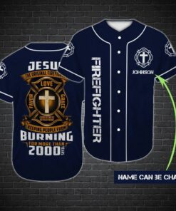 Cross Baseball Jersey - Jesus Original Firefighter Custom Baseball Jersey